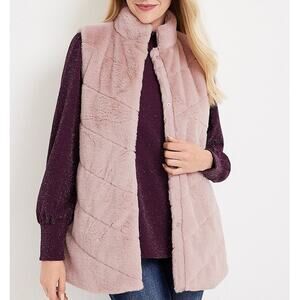 Maurices Cozy Fleece Plush Blush Sleeveless Vest